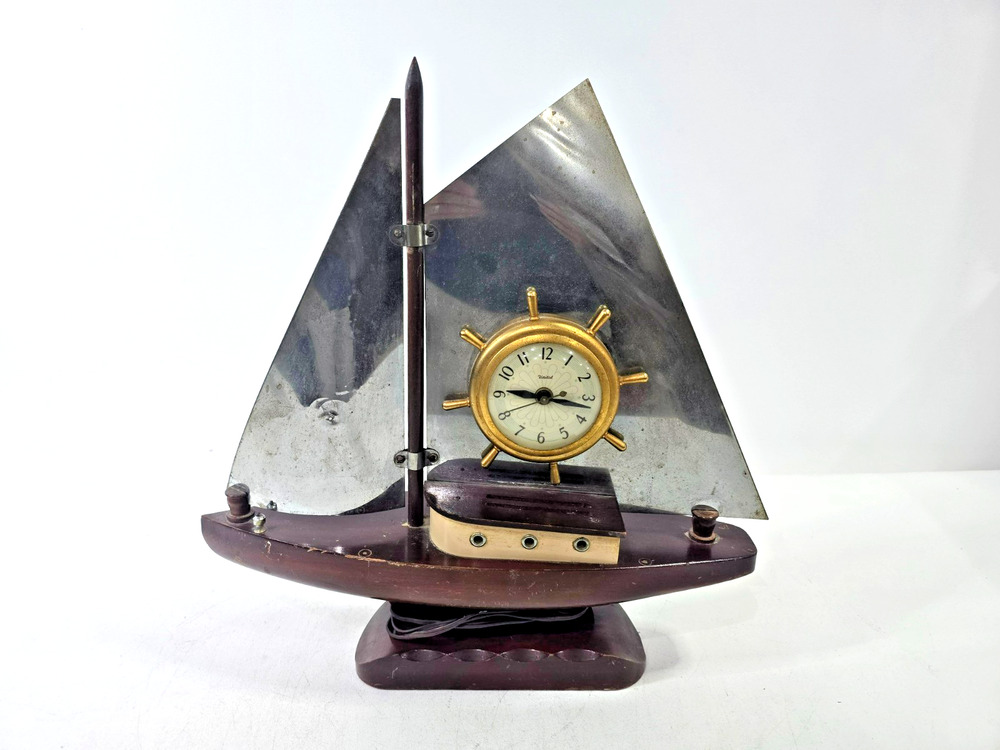 Vintage United Sailboat Nautical Ship Clock READ